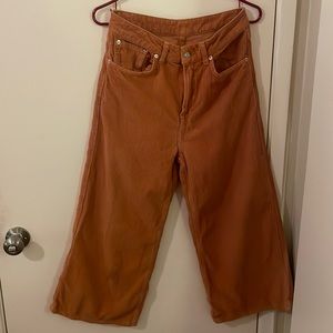 TOP SHOP burnt orange corduroy wide leg pants